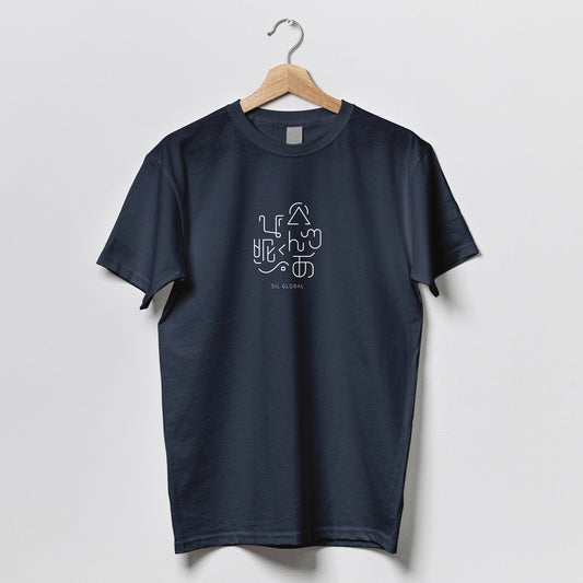 Navy "Glyphs" SIL Global T-Shirt