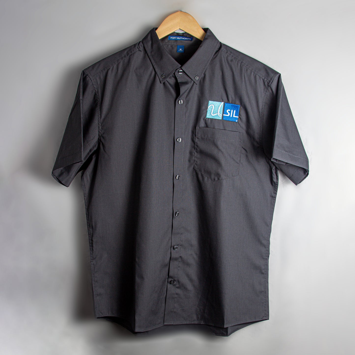 Men's Short-Sleeve Button Up Shirt - Dark Grey